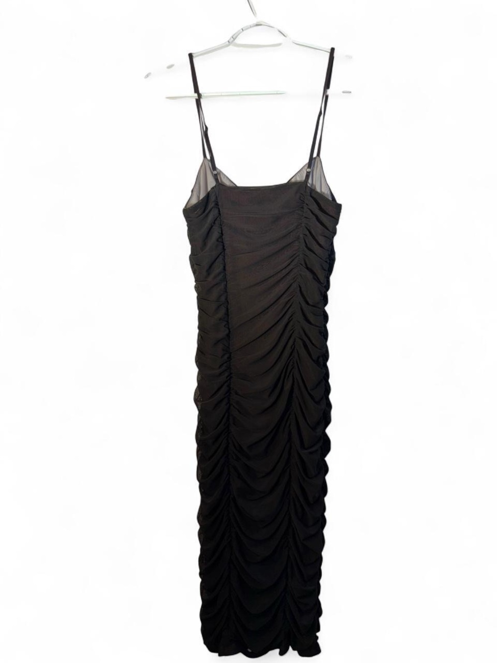 AFRM Black Ruched Spaghetti Strap Midi Dress - Picture 5 of 10